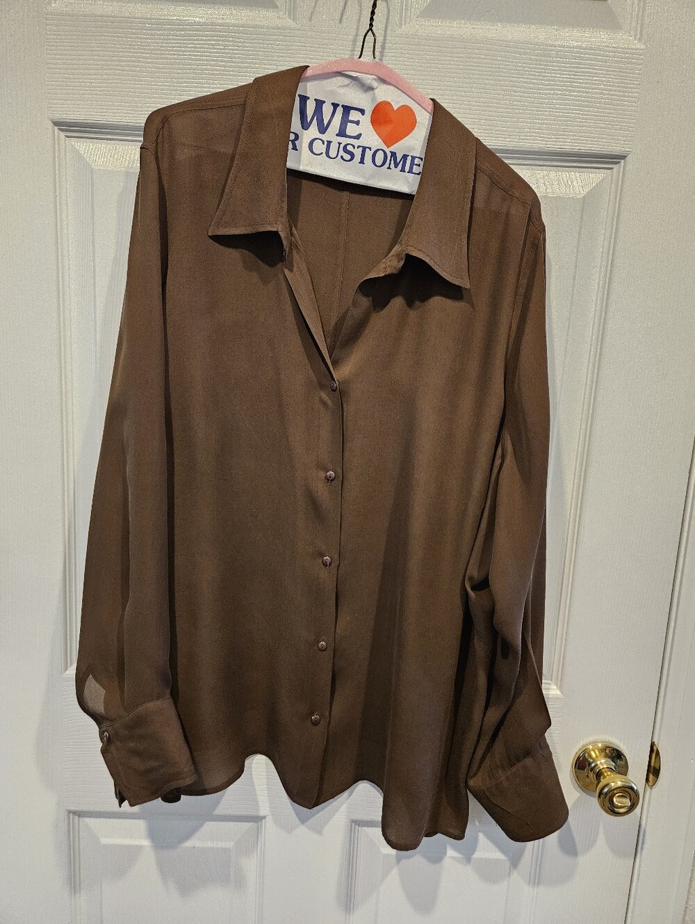 Women's Plus Size 26/28 Lane Bryant Chocolate Silk Brown Blouse